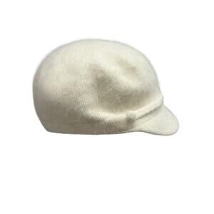 Y2K Coquette Ivory Angora Wool Blend Newsboy Cap Nine West Hat